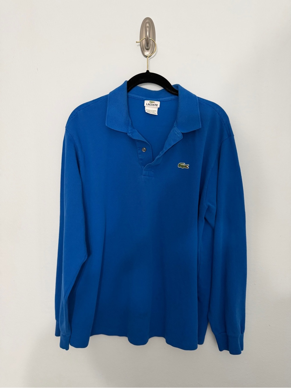 Lacoste Long Sleeve Polo in Royal Blue with Crocodile Logo, XL